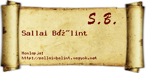 Sallai Bálint névjegykártya